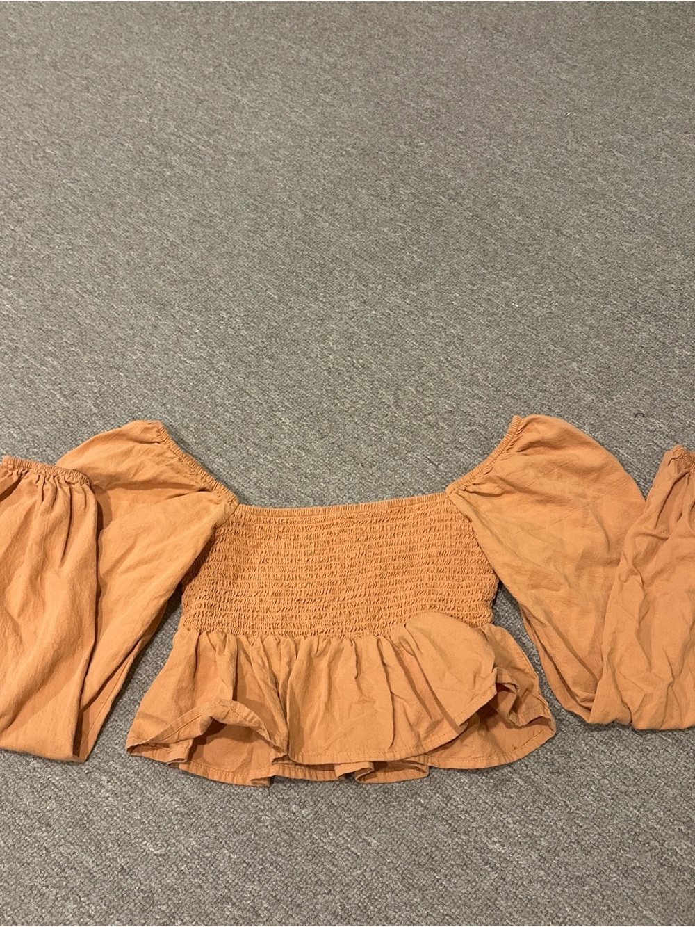 PacSun Rust Orange Smocked Off-Shoulder Peasant Top